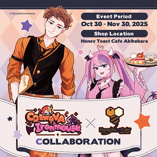 海外人気クリエイター・CDawgVA × VTuber・Ironmouseによるコラボカフェが10月30日から「ハニトーカフェ秋葉原店」で開催！
